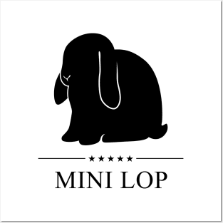 Mini Lop Rabbit Black Silhouette Posters and Art